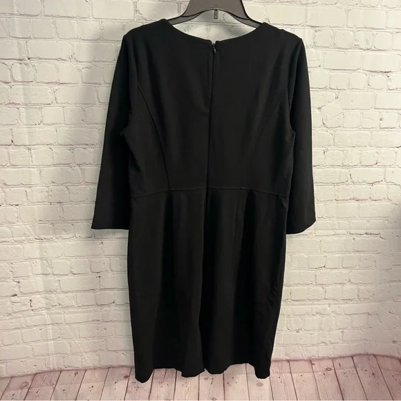 Talbots Petites black ponte knit pleated capsule midi dress capsule dressy chic - Picture 2 of 9